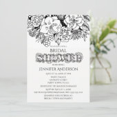 白黒フローラリリーデイジーブライダルシャワー 招待状 (スタンド正面)