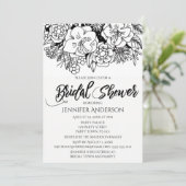 白黒フローラリリーブーケブライダルシャワー 招待状 (スタンド正面)