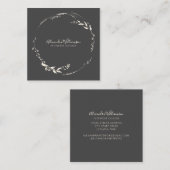 白黒フローラリースミニマル スクエア名刺 (正面/裏面)