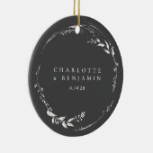 白黒フローラリースモノグラム名 セラミックオーナメント (右)