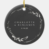 白黒フローラリースモノグラム名 セラミックオーナメント (裏面)