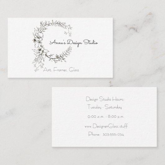 白黒フローラリース 名刺 (正面/裏面)