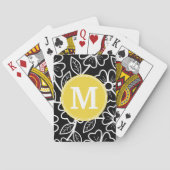 白黒フローラルパターンカスタムモノグラム トランプ (裏面)