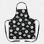 白黒フローラルパターン エプロン (正面)