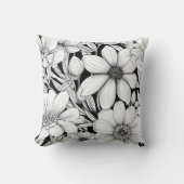 白黒フローラルパターン クッション (正面)