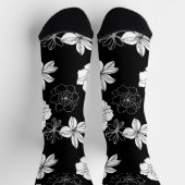 白黒フローラルパターン ソックス (上部)
