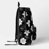 白黒フローラルパターン プリントバックパック (左)