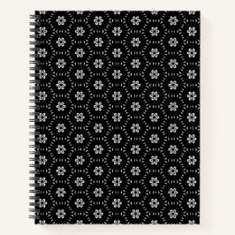 白黒フローラル模様スパイラルノート ノートブック