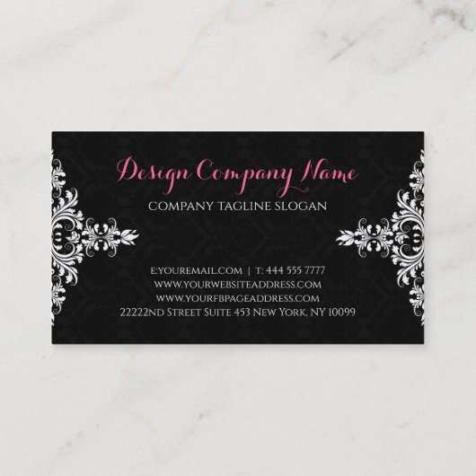 白黒フローラレースの結婚デザイン事業 名刺 (裏面)