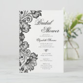 白黒フローラレースシフォーマルックブライダルシャワー 招待状 (スタンド正面)