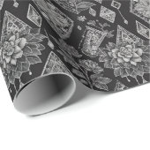 白黒フローラレース ラッピングペーパー (ロールコーナー)