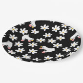 白黒フローラローラスケートで滑る誕生日 ペーパープレート (アングル)