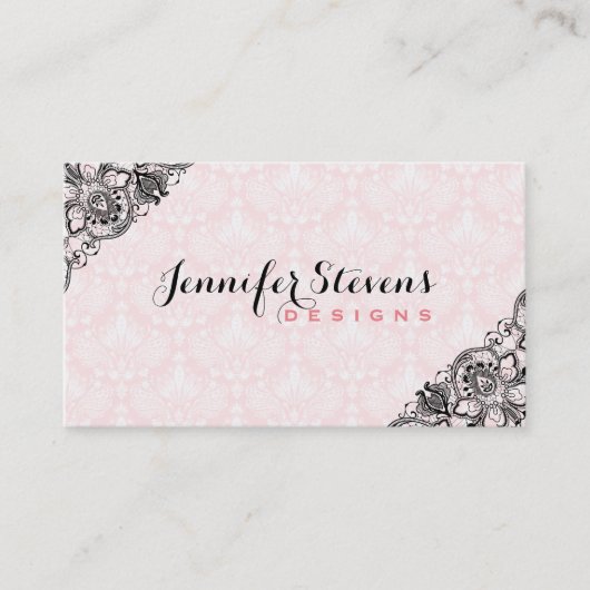 白黒フローラヴィンテージレース 名刺 (正面)