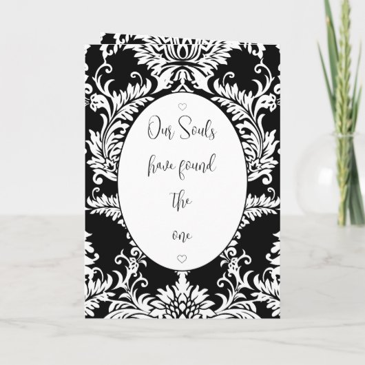 白黒フローラ写真結婚の2倍 招待状 (裏面)