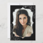 白黒フローラ写真40歳の誕生日パーティー 招待状 (裏面)