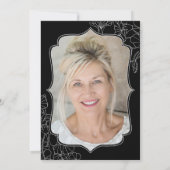 白黒フローラ写真70th誕生日パーティー 招待状 (裏面)