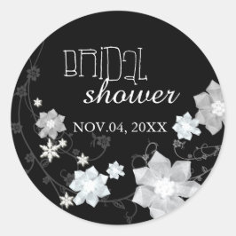 白黒フローラ冬ブライダルシャワー ラウンドシール