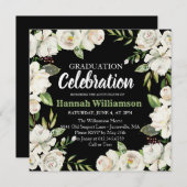 白黒フローラ卒業パーティー招待状 招待状 (正面/裏面)