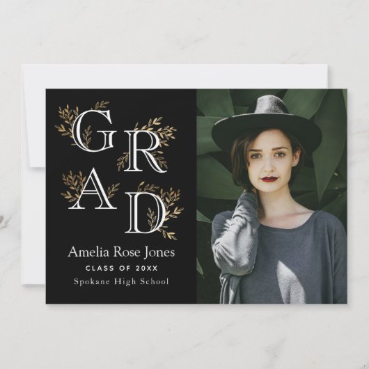 白黒フローラ卒業写真 案内状 (正面)