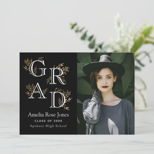 白黒フローラ卒業写真 案内状 (スタンド正面)