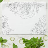 白黒フローラ収集 キッチンタオル (折り畳み)