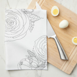 白黒フローラ収集 キッチンタオル
