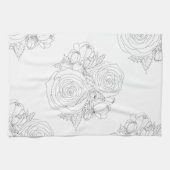 白黒フローラ収集 キッチンタオル (横)