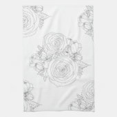 白黒フローラ収集 キッチンタオル (縦)