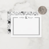 白黒フローラ名モノグラム ノートカード (正面/裏面インサイチュ)