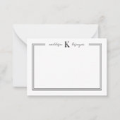 白黒フローラ名モノグラム ノートカード (正面)