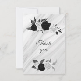 白黒フローラ大理石 サンキューカード