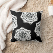 白黒フローラ対称モノクロ クッション (ブランケット)