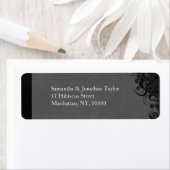 白黒フローラ小差出人住所ラベル ラベル (インサイチュ)