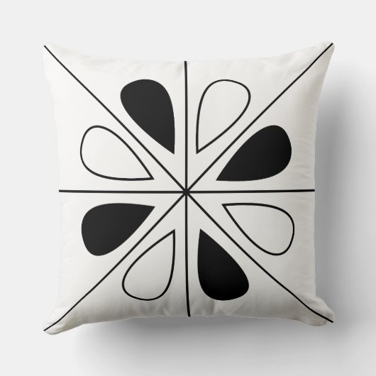白黒フローラ幾何学模様 クッション (裏面)