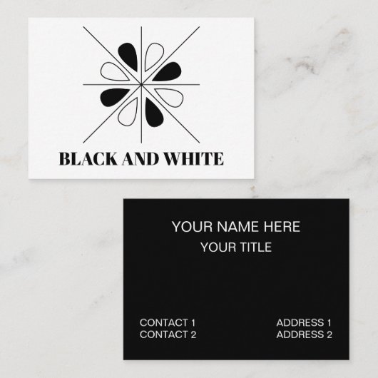 白黒フローラ幾何学模様 名刺 (正面/裏面)