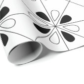 白黒フローラ幾何学的 ラッピングペーパー (ロールコーナー)