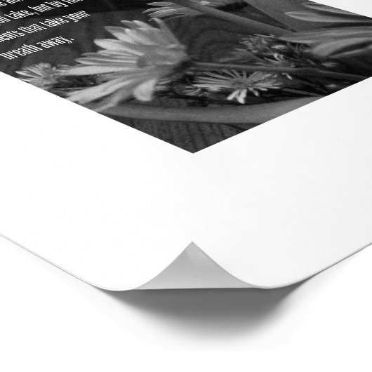 白黒フローラ引用文ウォール ポスター (角)