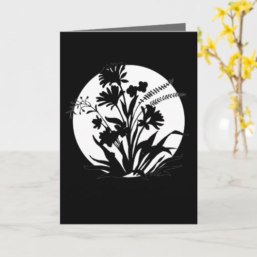 白黒フローラ悲しみ悔やみや弔慰カード カード (黄色い花)