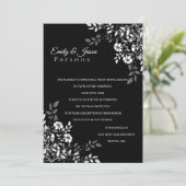 白黒フローラ披露宴招待状 招待状 (スタンド正面)