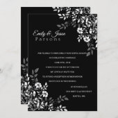 白黒フローラ披露宴招待状 招待状 (正面/裏面)