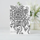 白黒フローラ描パーティの招待状 招待状 (スタンド正面)