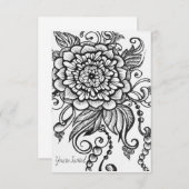 白黒フローラ描パーティの招待状 招待状 (正面/裏面)
