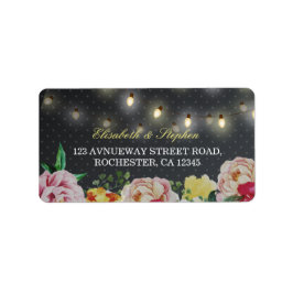 白黒フローラ文字列ライト水玉模様結婚ズ ラベル