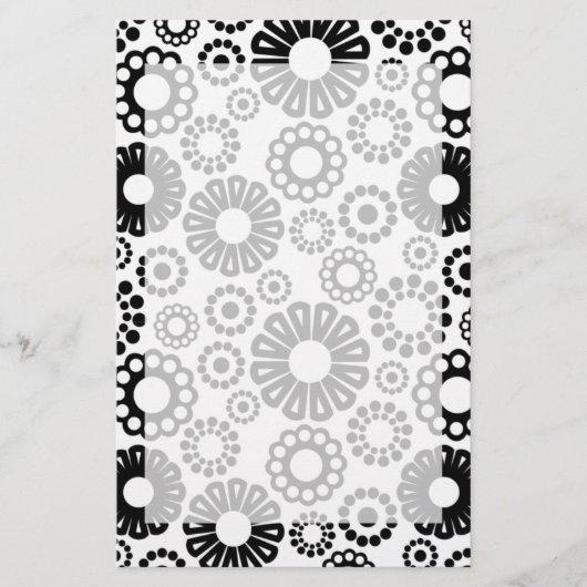 白黒フローラ文房具 便箋 (正面)