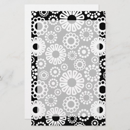 白黒フローラ文房具 便箋 (正面/裏面)