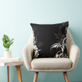 白黒フローラ旋回グラフィック装飾用クッション クッション (椅子)