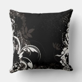 白黒フローラ旋回グラフィック装飾用クッション クッション (裏面)
