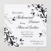白黒フローラ旋回リハーサルディナー招待状 招待状 (正面/裏面)