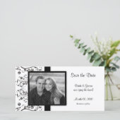 白黒フローラ日付の写真カードを保存 セーブザデート (スタンド正面)