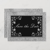白黒フローラ日付はがきを保存する 案内ポストカード (正面/裏面)